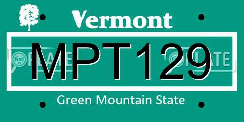 MPT129 Vermont License Plate