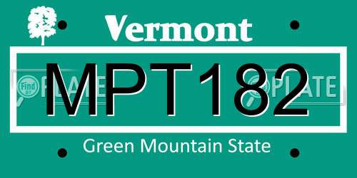 MPT182 Vermont License Plate