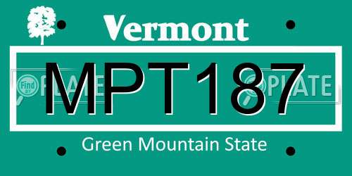 MPT187 Vermont License Plate