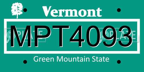 MPT4093 Vermont License Plate