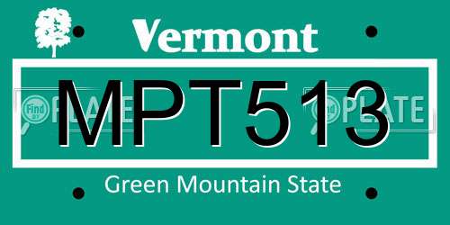 MPT513 Vermont License Plate