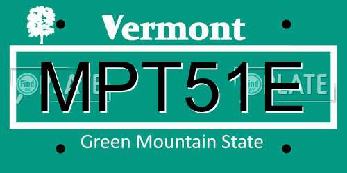MPT51E Vermont License Plate