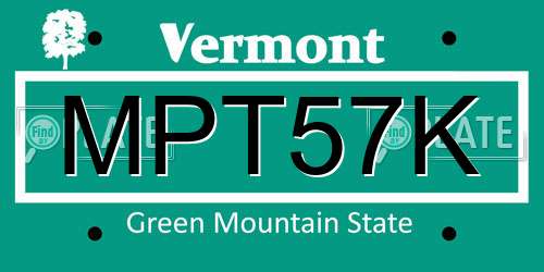 MPT57K Vermont License Plate