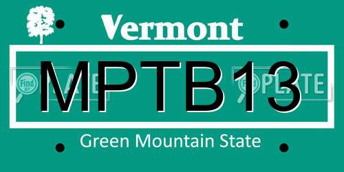 MPTB13 Vermont License Plate