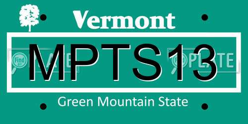 MPTS13 Vermont License Plate
