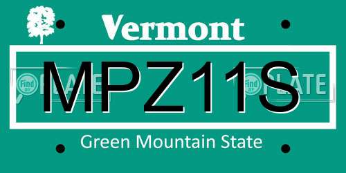 MPZ11S Vermont License Plate