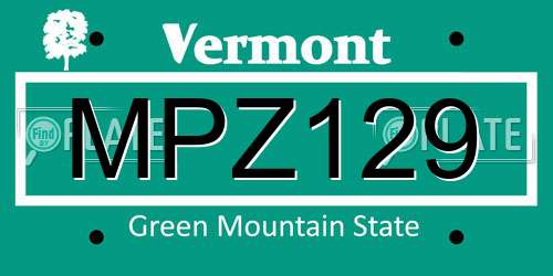 MPZ129 Vermont License Plate