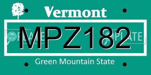 MPZ182 Vermont License Plate