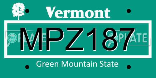MPZ187 Vermont License Plate