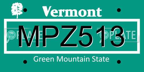 MPZ513 Vermont License Plate