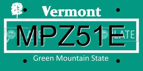MPZ51E Vermont License Plate