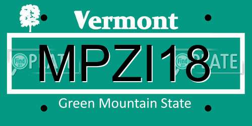 MPZI18 Vermont License Plate