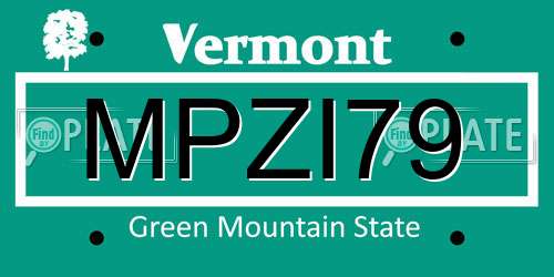 MPZI79 Vermont License Plate