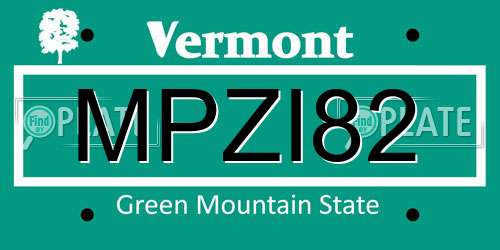 MPZI82 Vermont License Plate