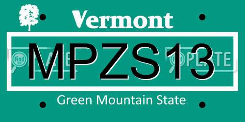 MPZS13 Vermont License Plate