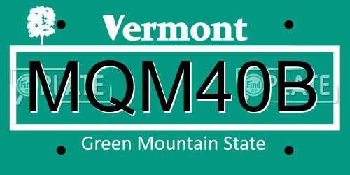MQM40B Vermont License Plate