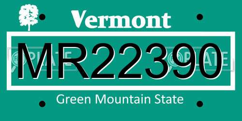 MR22390 Vermont License Plate