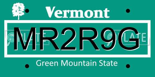 MR2R9G Vermont License Plate