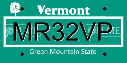 MR32VP Vermont License Plate