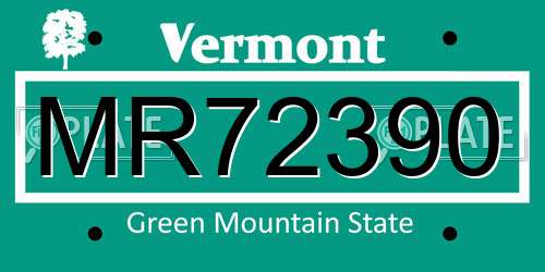 MR72390 Vermont License Plate