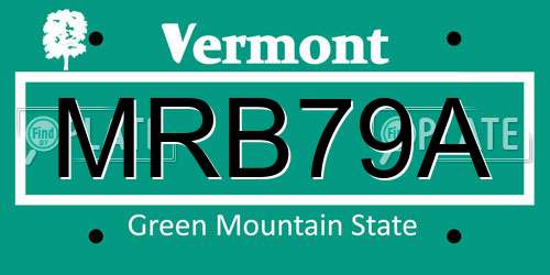 MRB79A Vermont License Plate