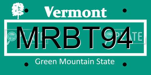 MRBT94 Vermont License Plate