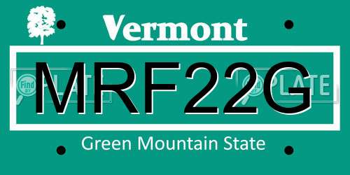 MRF22G Vermont License Plate