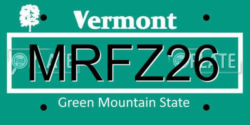 MRFZ26 Vermont License Plate
