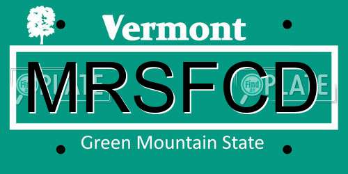 MRSFCD Vermont License Plate