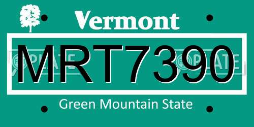 MRT7390 Vermont License Plate