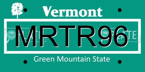 MRTR96 Vermont License Plate