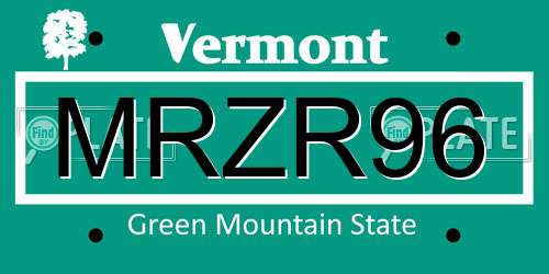 MRZR96 Vermont License Plate