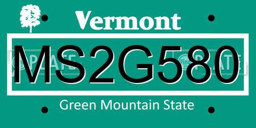 MS2G580 Vermont License Plate
