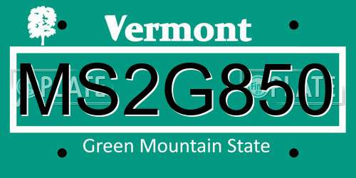 MS2G850 Vermont License Plate