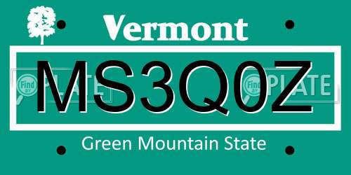 MS3Q0Z Vermont License Plate