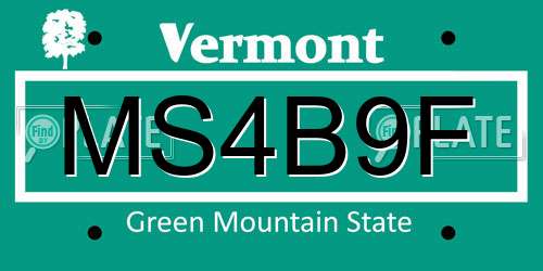 MS4B9F Vermont License Plate