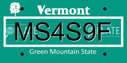 MS4S9F Vermont License Plate