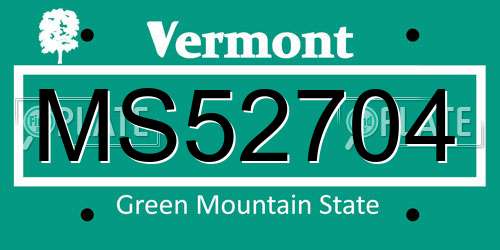 MS52704 Vermont License Plate