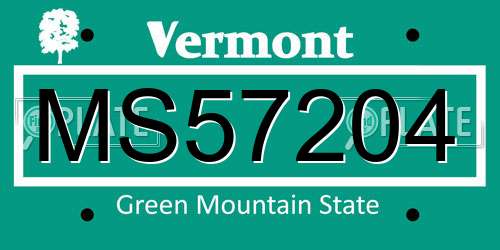 MS57204 Vermont License Plate