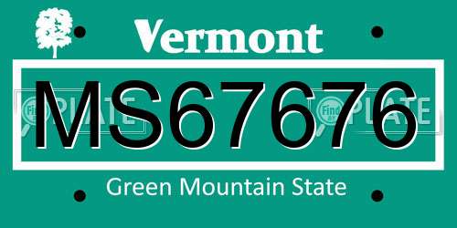 MS67676 Vermont License Plate