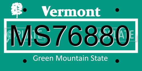 MS76880 Vermont License Plate