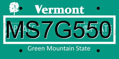 MS7G550 Vermont License Plate