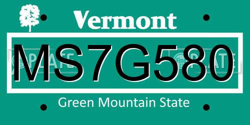 MS7G580 Vermont License Plate