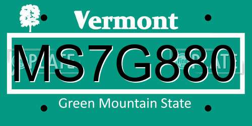 MS7G880 Vermont License Plate