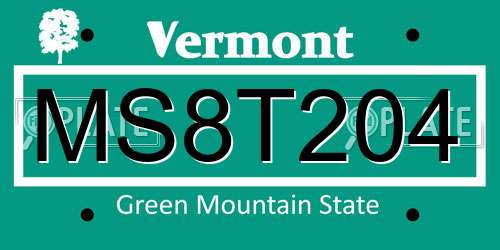 MS8T204 Vermont License Plate