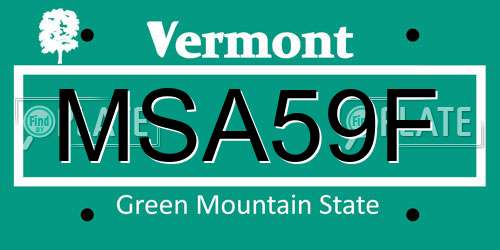 MSA59F Vermont License Plate
