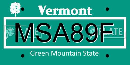MSA89F Vermont License Plate