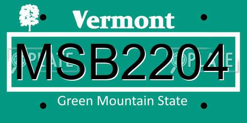 MSB2204 Vermont License Plate