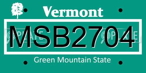 MSB2704 Vermont License Plate