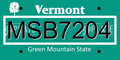 MSB7204 Vermont License Plate